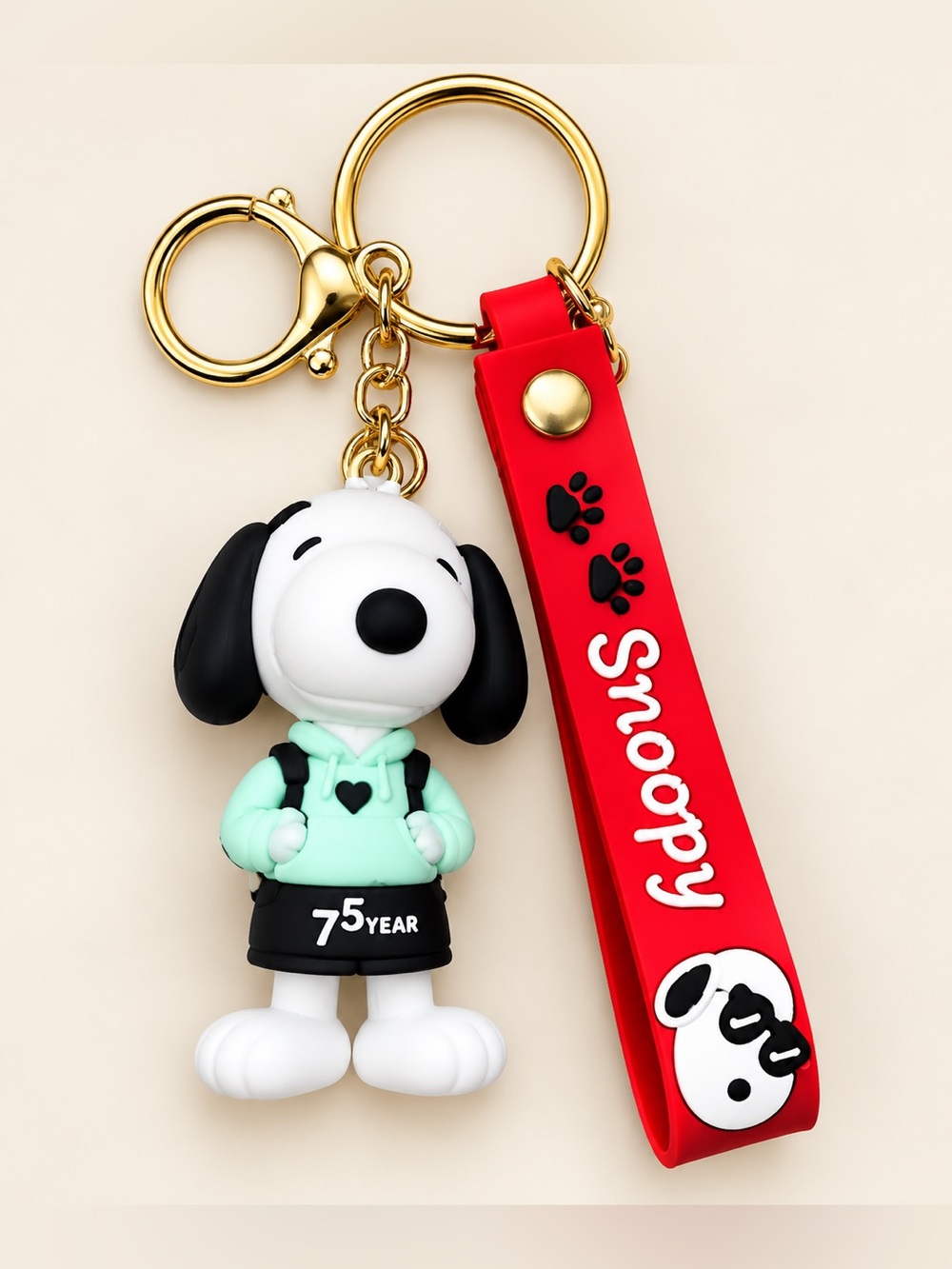 Silicone Dog Keychain with Red Strap